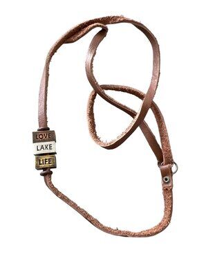 Wrap Around Bracelet Love Lake Life Affirmation Brown Leather Boho Hippie Retro